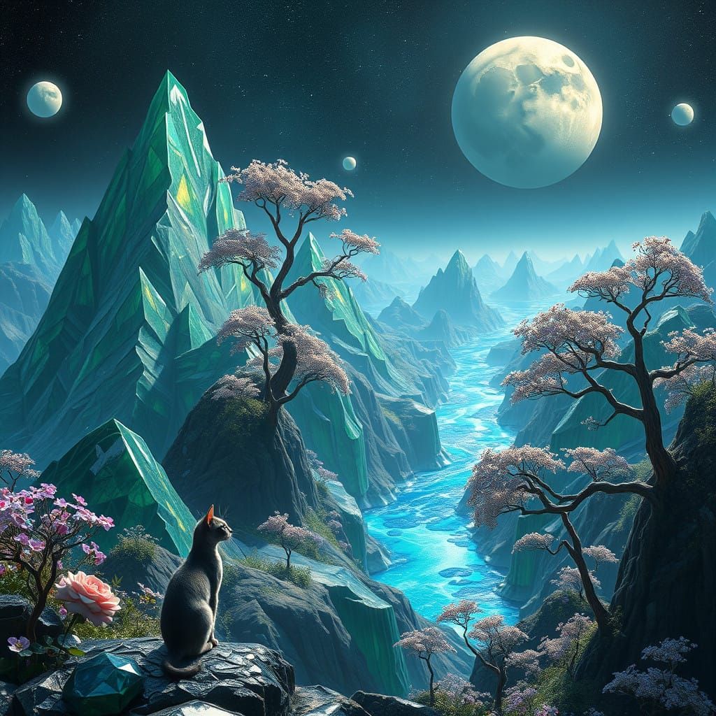 Ethereal Gemstone Realm in a Dreamlike Setting