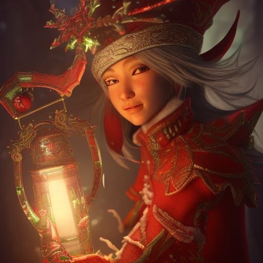 High Fantasy Christmas Elf in Detailed Digital Art