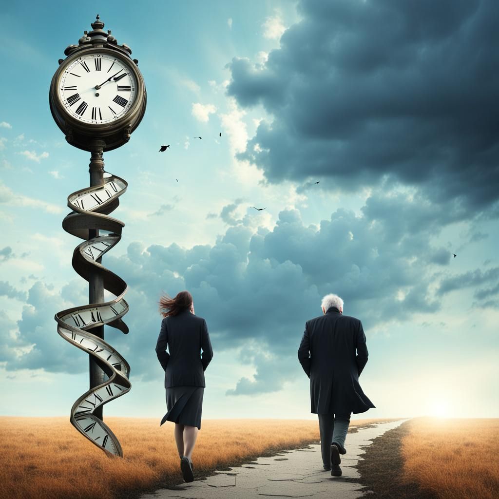 Melancholy Farewell Under Broken Clock Sky