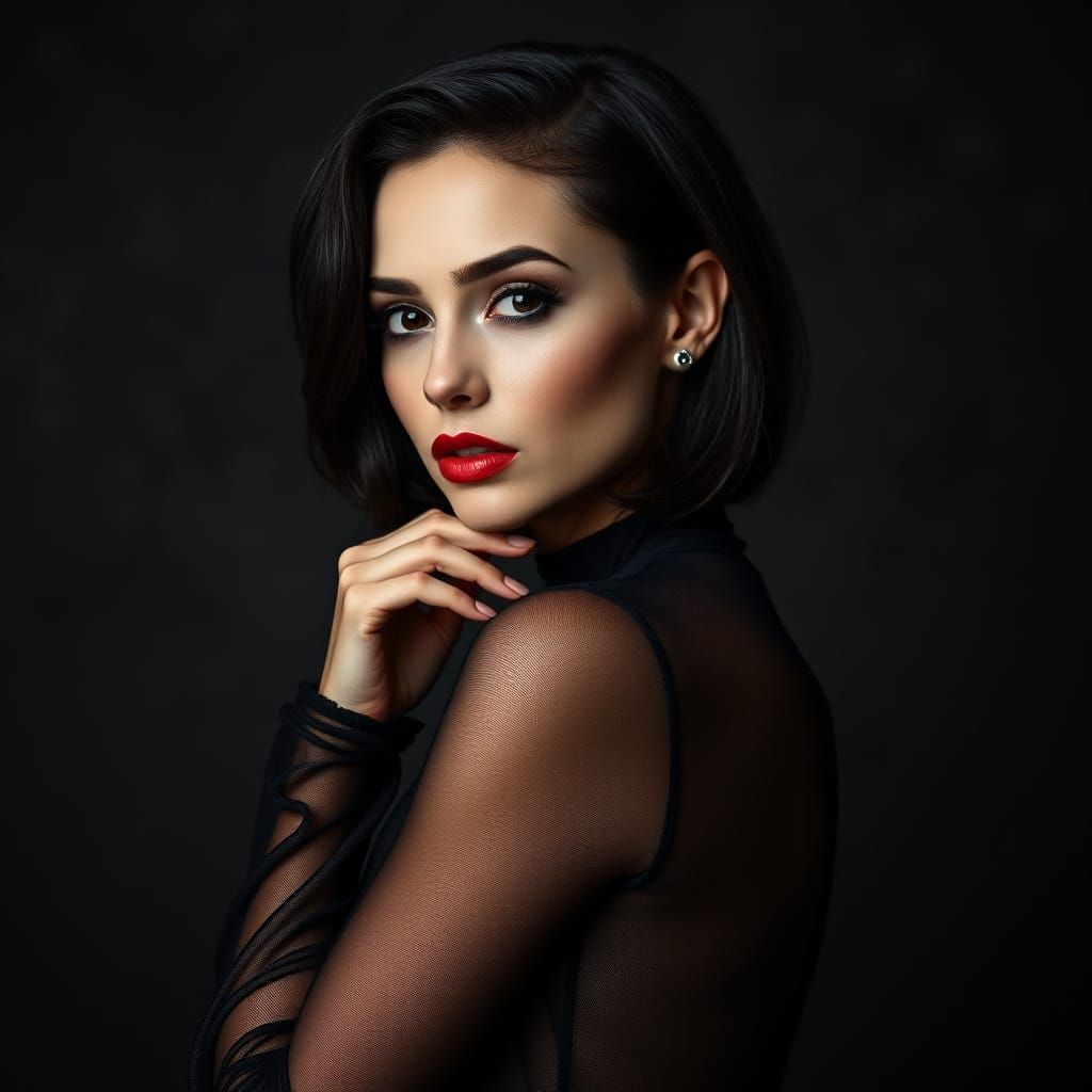 Dark Glamour Portrait with Gothic Elegance