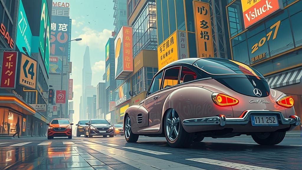 Futuristic Self-Driving Car in Anime Style