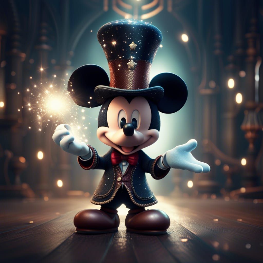 Sparkling Mickey Mouse Magician in Digital Painting