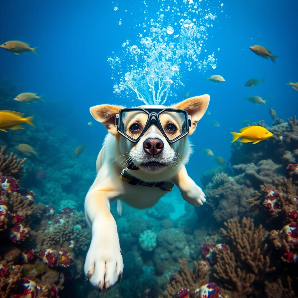 Dog Scuba Diving Adventure Under the Sea