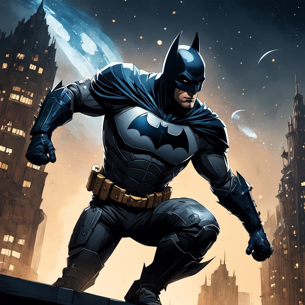 Batman in Wonderbat Armor Parkouring at Night
