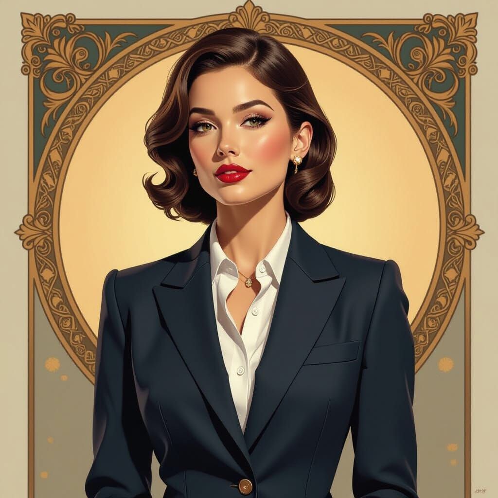 Confident Woman in Business Suit, Hyperrealistic Portrait