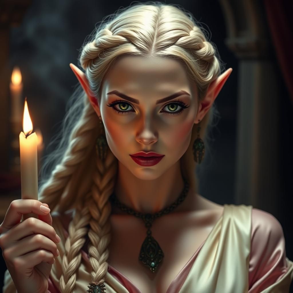 Elegant Elf Mistress in Smoky Thieves Den