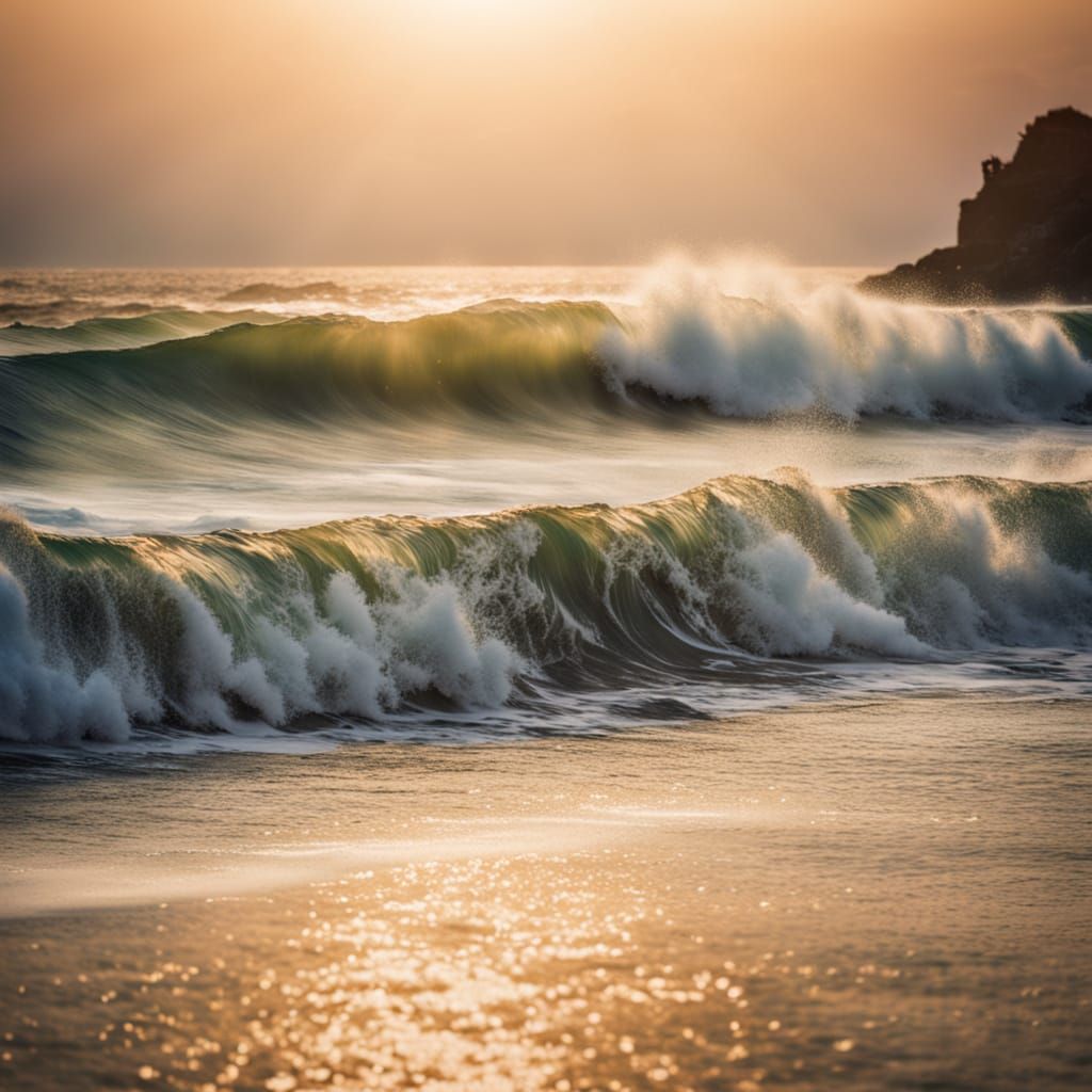 Ocean Waves Crashing: Seascape Photography in Golden Light