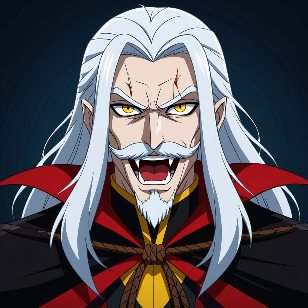 Cel-Shaded Anime Dracula with Fangs