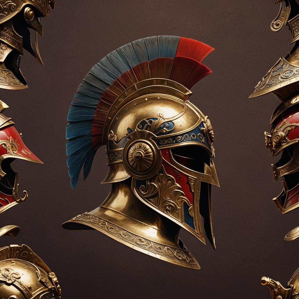 Ornate Golden Helmet of Ares in Magic Realism Style