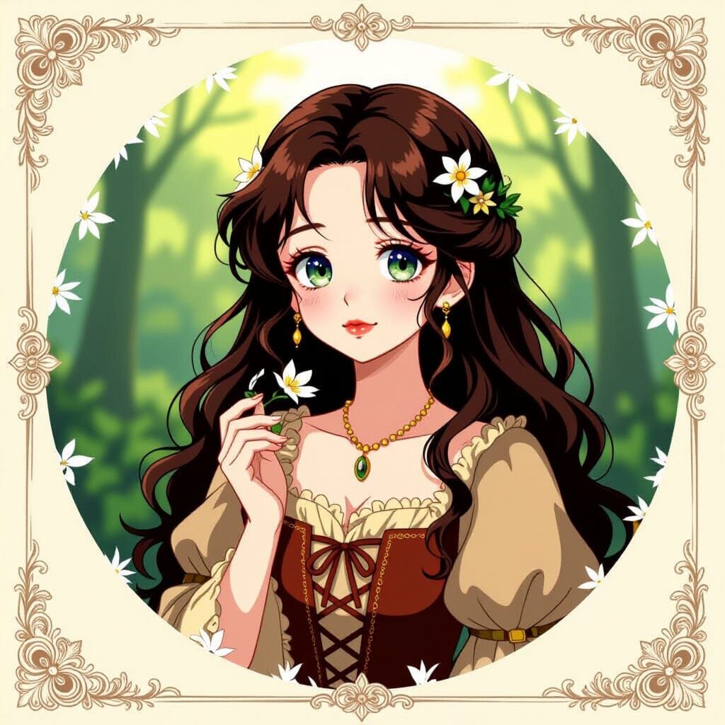 Dreamlike Princess Portrait with Bunny Flora