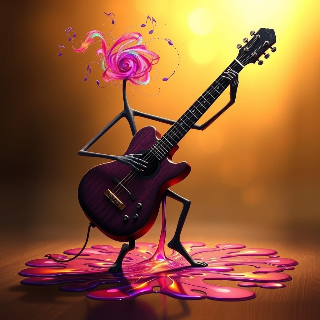 Fantastical Guitar Plays Mesmerizing Melody in Vibrant, Swir...