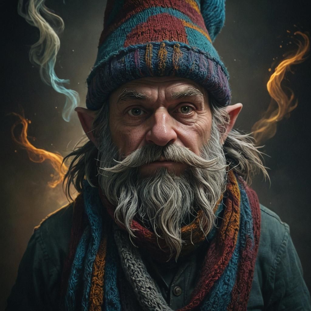 Gnome Illusionist Concept Art Portrait in Oil Paint Style