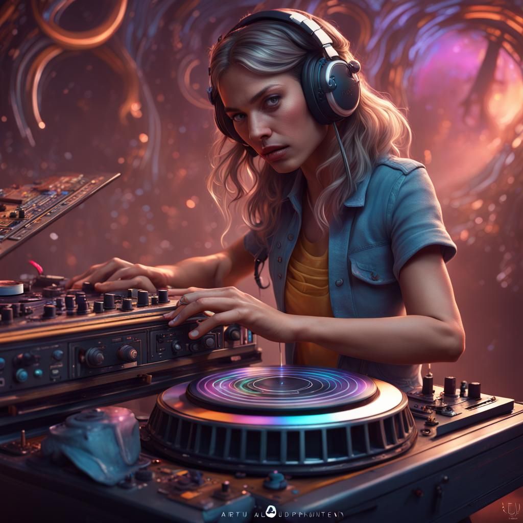 Girl DJ Sculpting Melodies: Fantasy Concept Art