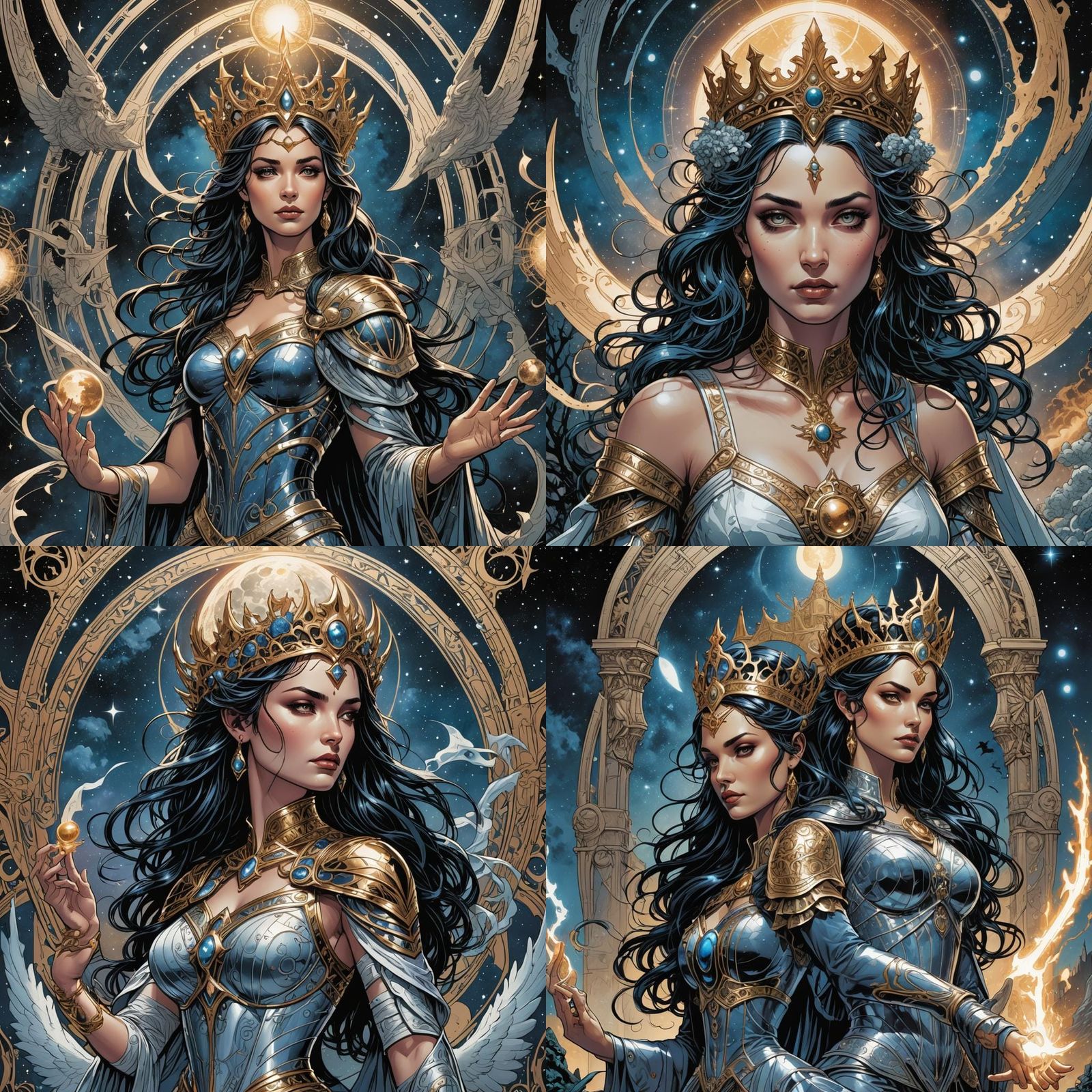 Gothic Celestial Queen in Comic Book Art Style