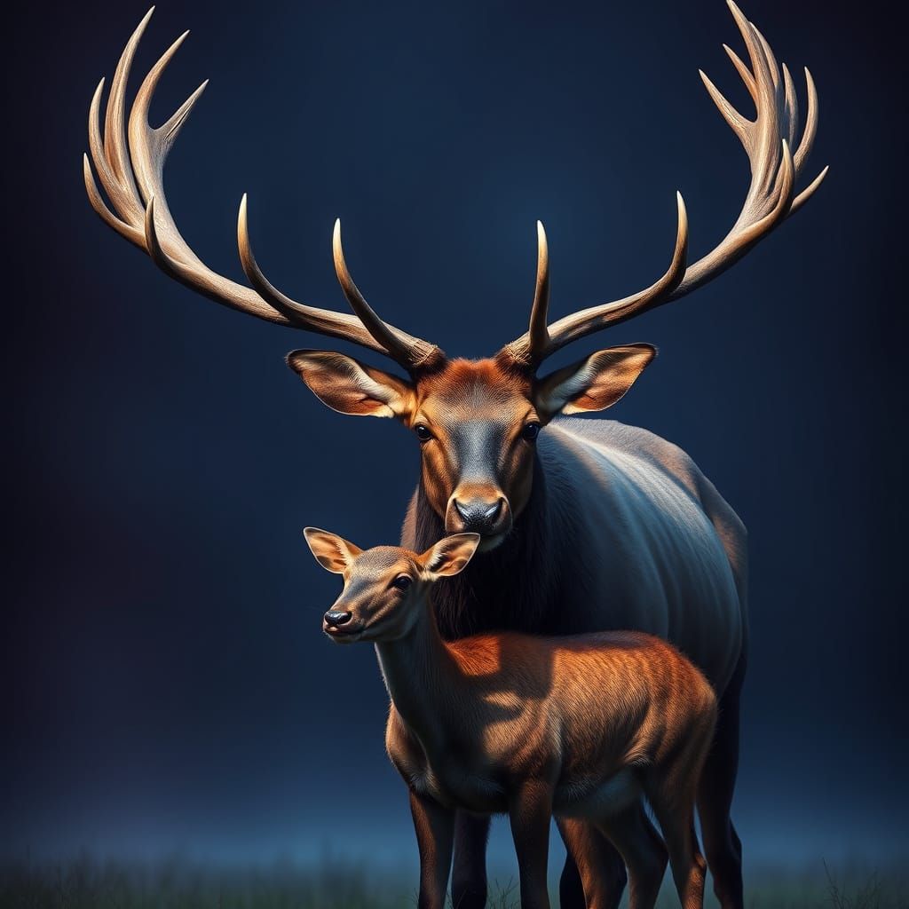 An Elk and a Baby Elk