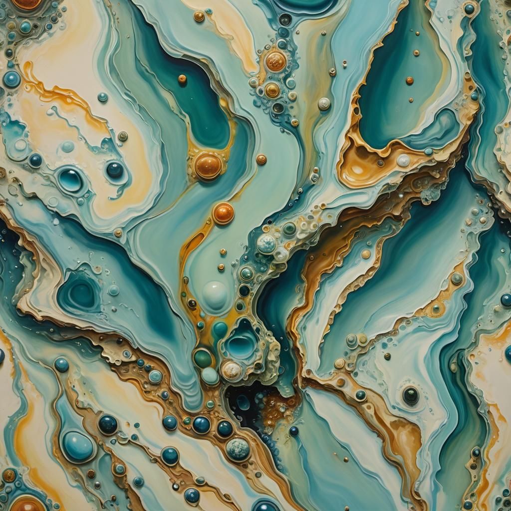 Surreal Ocean Jasper in Melting Oil on Canvas