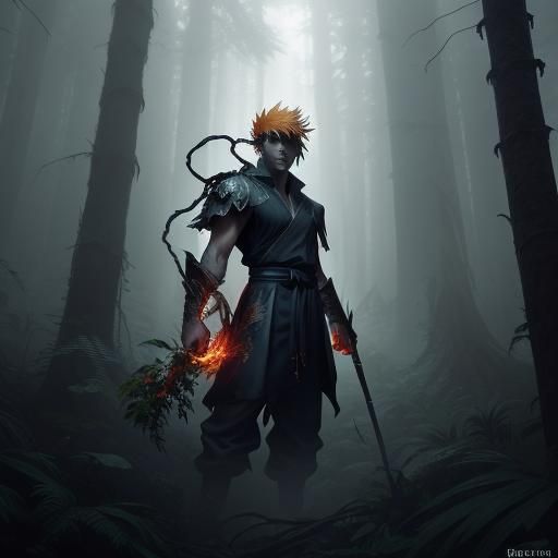 Naruto in Dark Fantasy Forest Concept Art