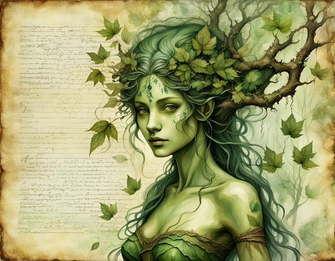 Forest Dryad in Enchanted Forest: Fantasy Concept Art
