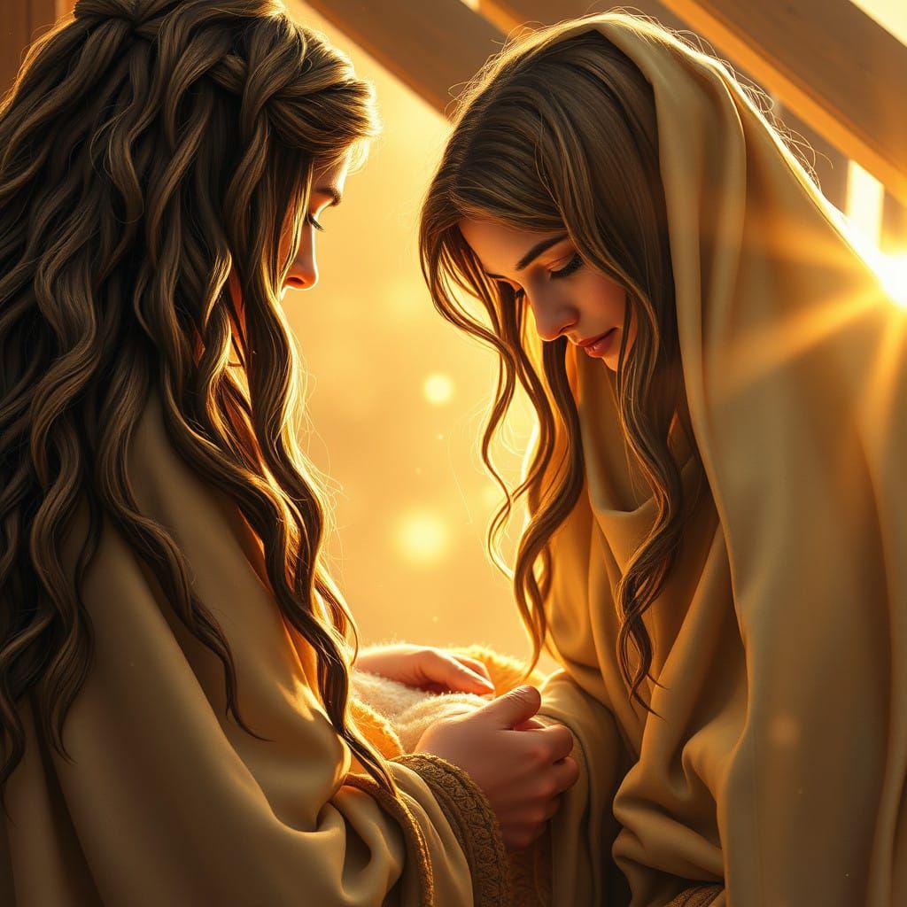 Serene Christmas Nativity Scene in Golden Hour