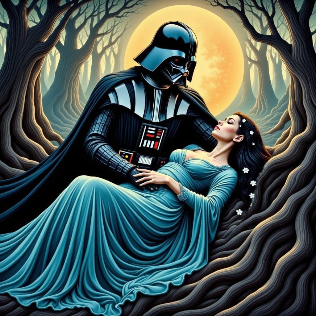 Darth Vader in a Haunting Hand-Drawn Tribute