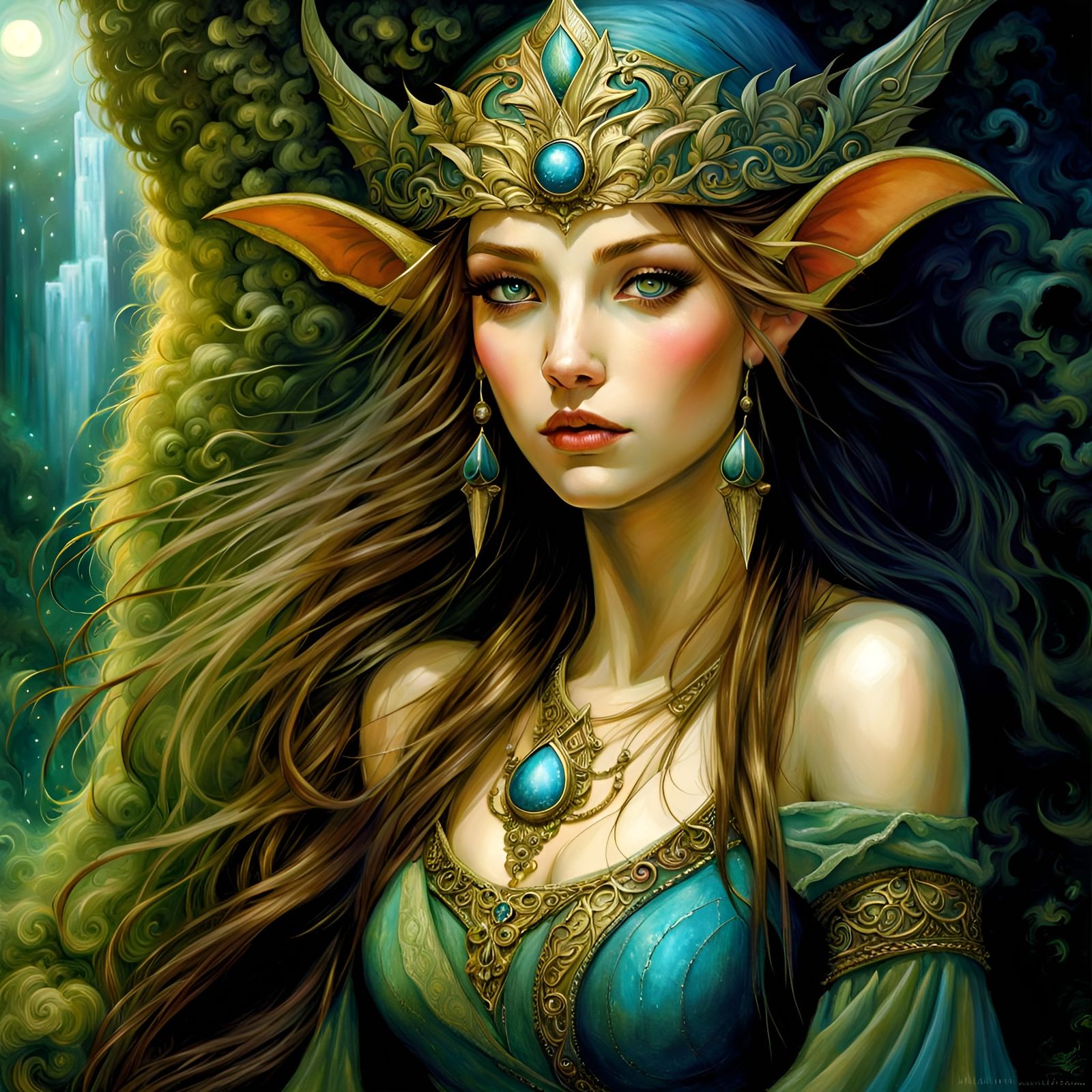 Fantasy Elf Girl in Baroque Fantasy World