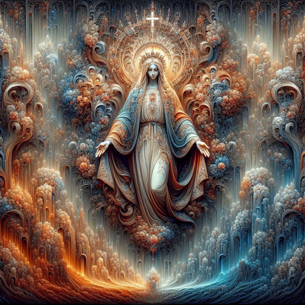 Holy Mary as Detailed Matte Painting Concept Art
