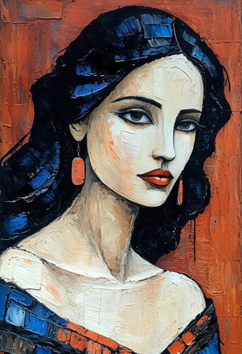 Gothgirl Portrait in Impasto Style