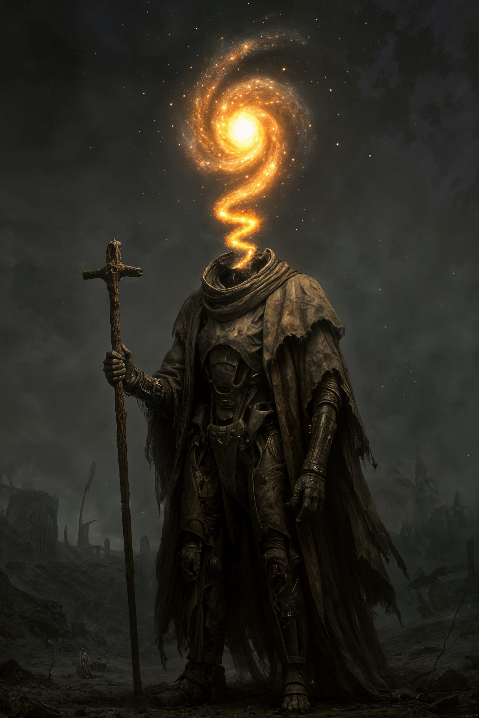 Post-Apocalyptic Cyborg with Galaxy Head