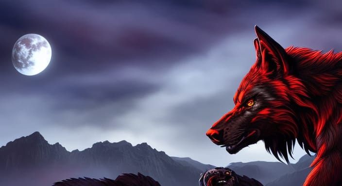 Hyperrealistic Werewolf Lurking in the Night