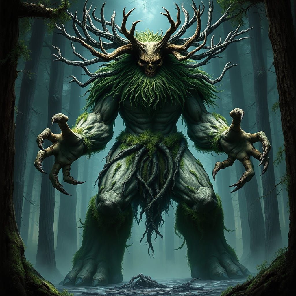 Majestic Leshy, Pagan Slavic Forest Spirit, in a Dark, Prime...
