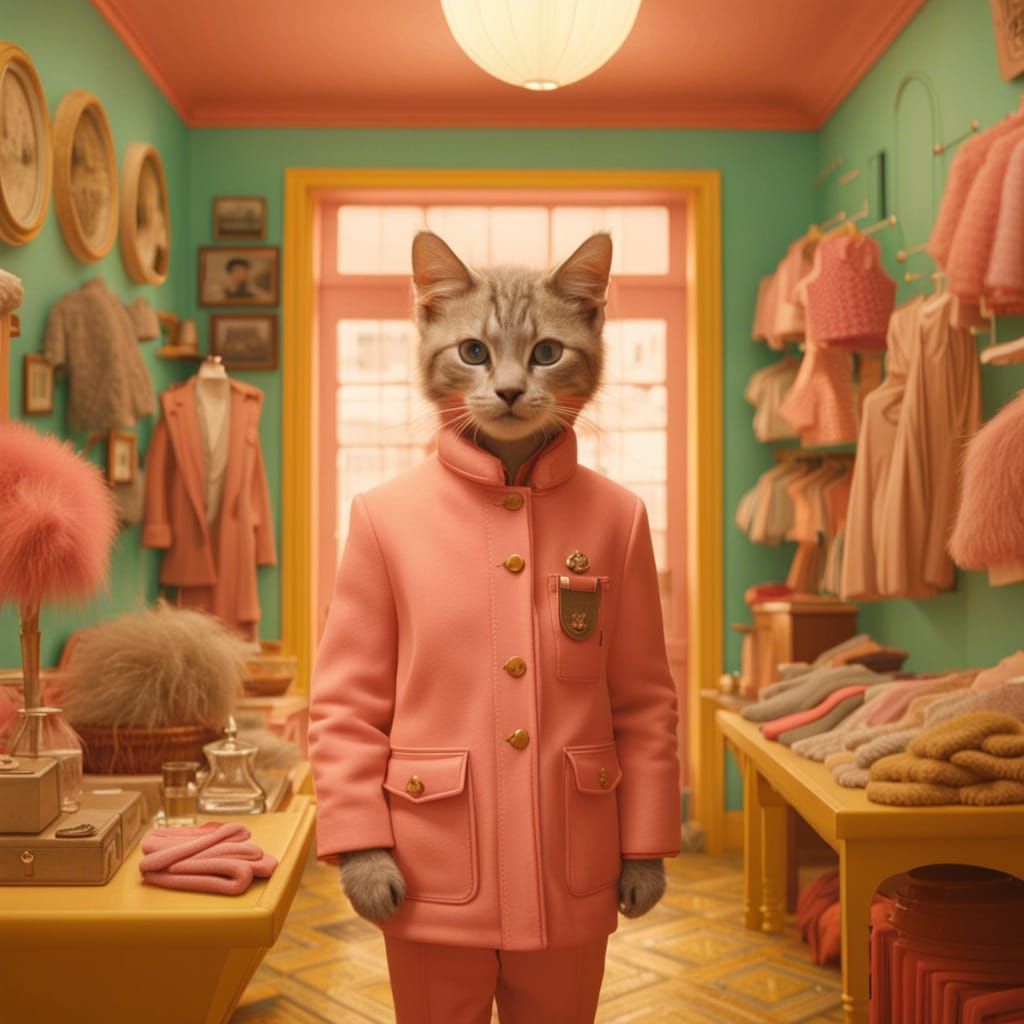 Kitten Clothing Shop in Wes Anderson Style