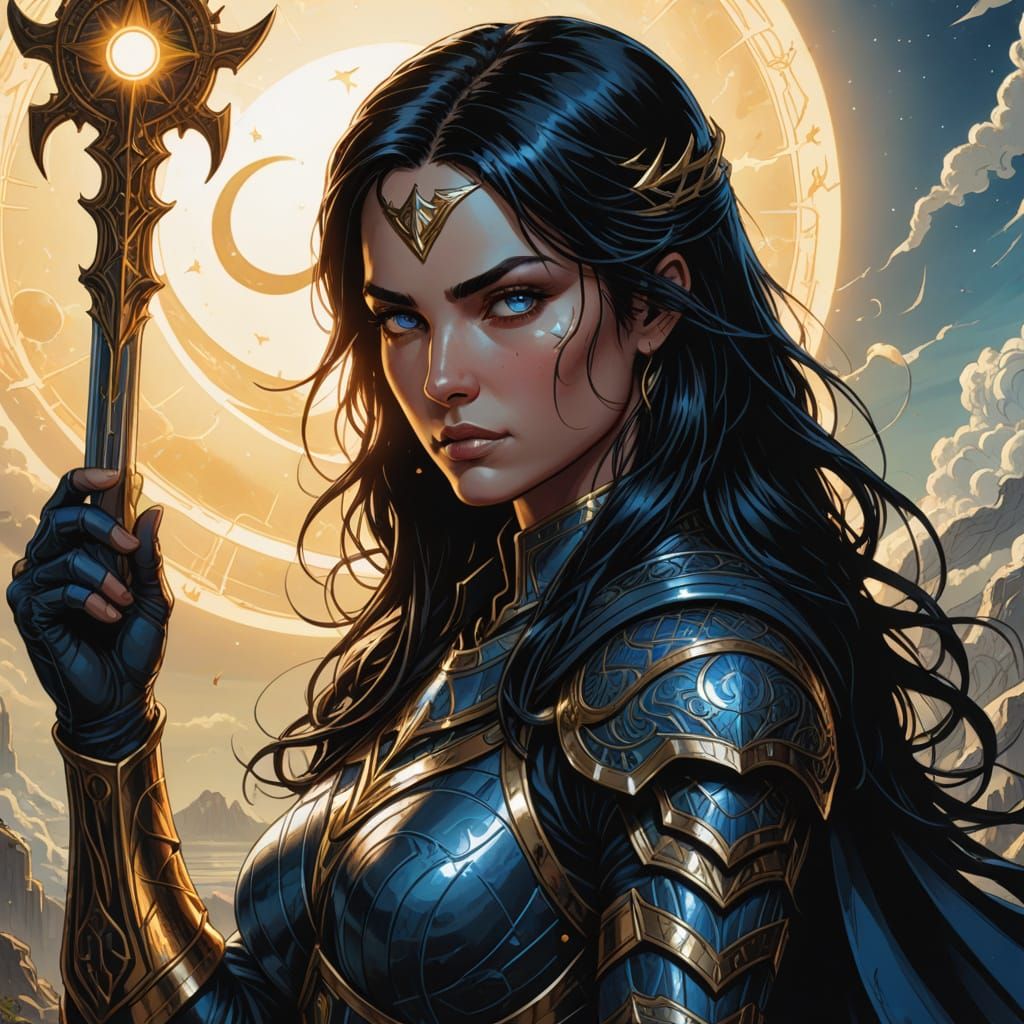 Ethereal Aasimar Cleric in Radiant Armor