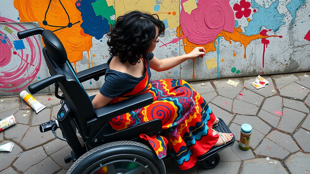 Disabled Artist Painting in Neo-Impressionist Style