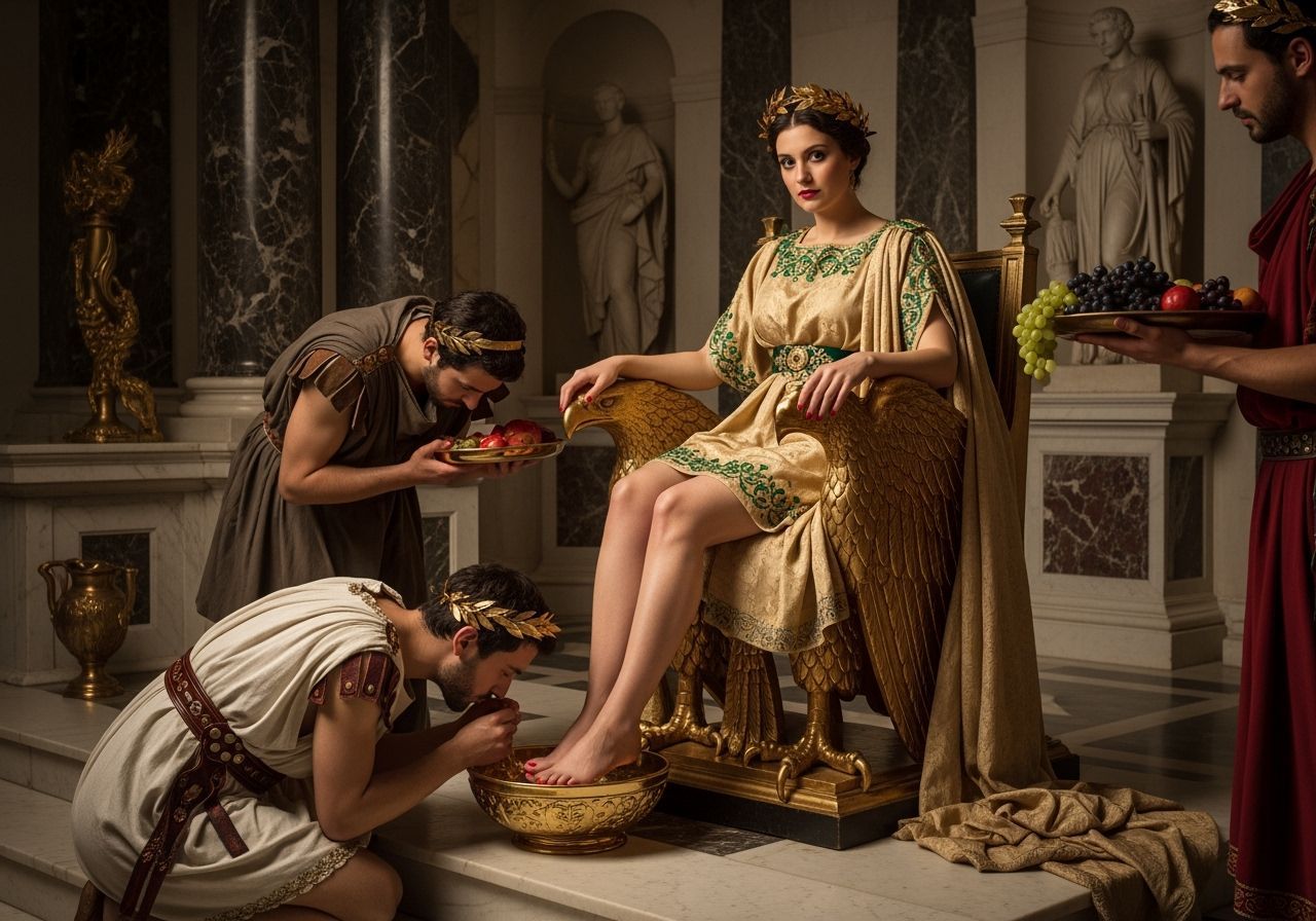 Roman Empress on Golden Eagle Throne, Baroque Style