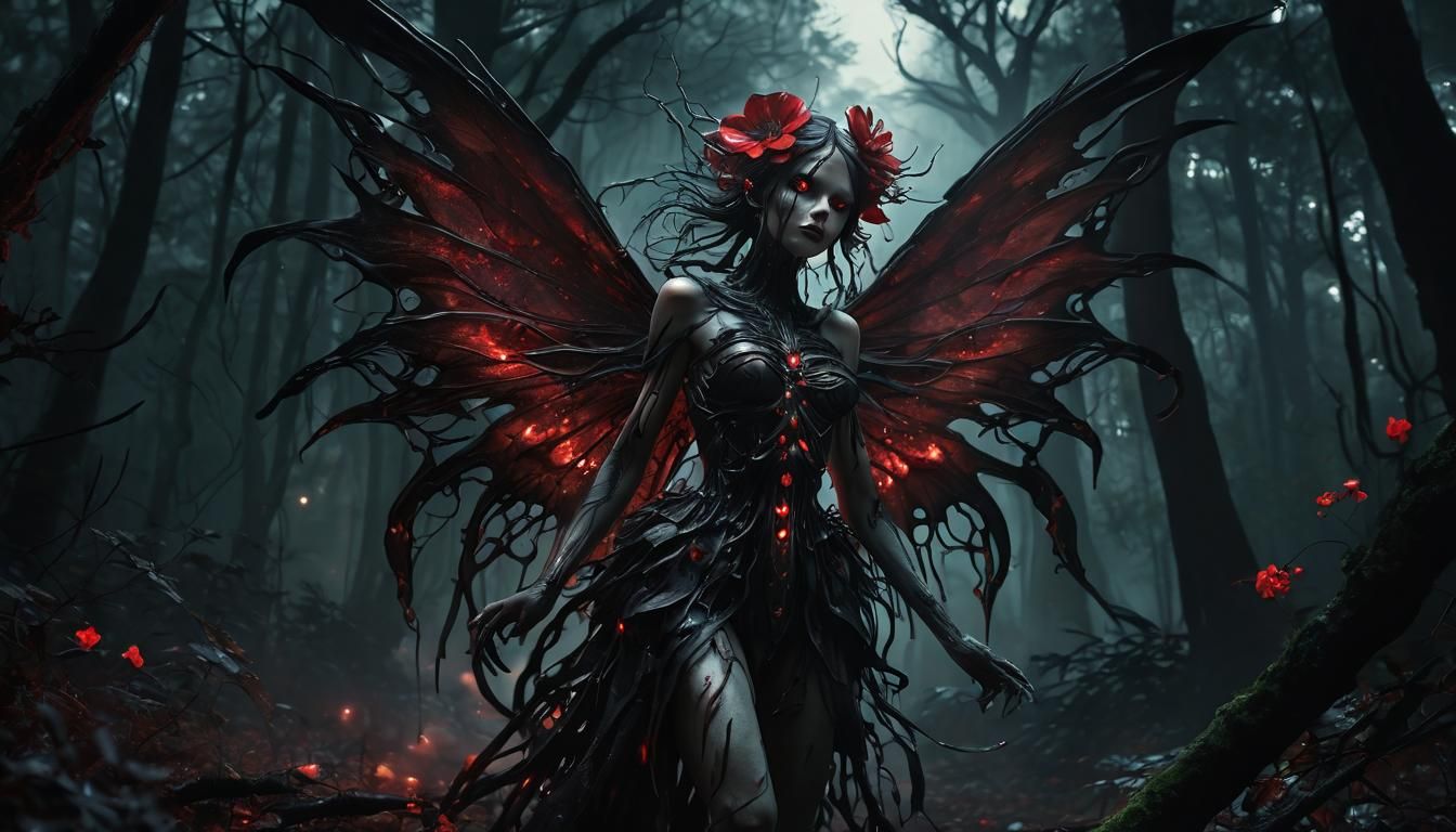 Corrupted Flower Fairy Spreads Gloom in Dark Forest
