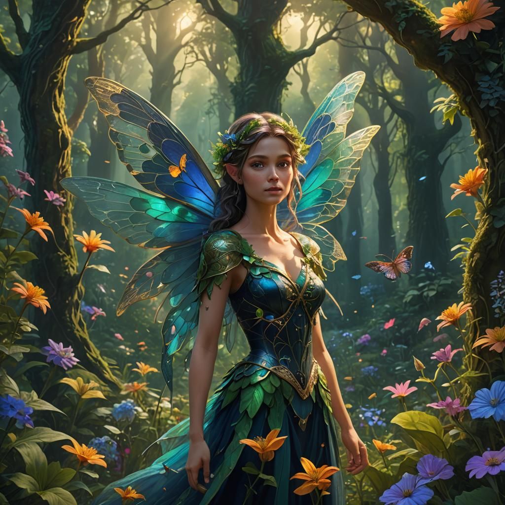 Enchanted Forest Fairy in Vibrant Oil Painting Style