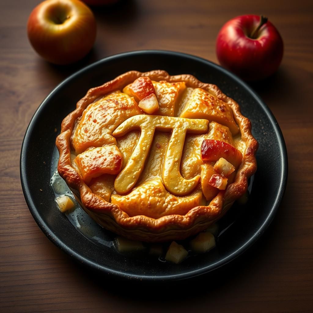 round meat and potato and apple pie encrusted with the pi sy...