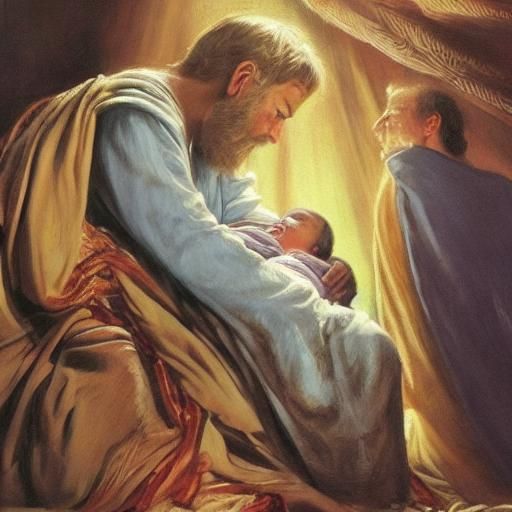 Nativity Scene in Oil Painting Style