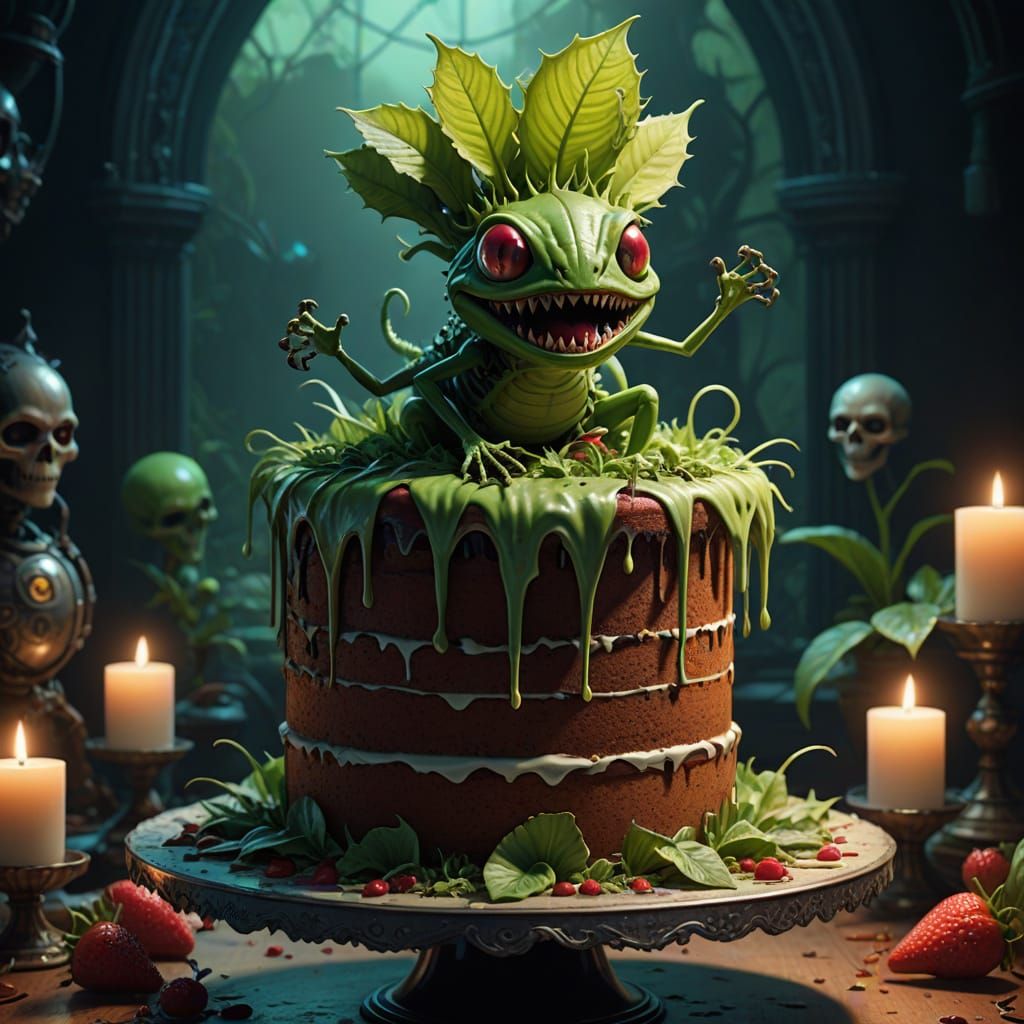 Venus Flytrap Alien Burlesque Dancer in Cake