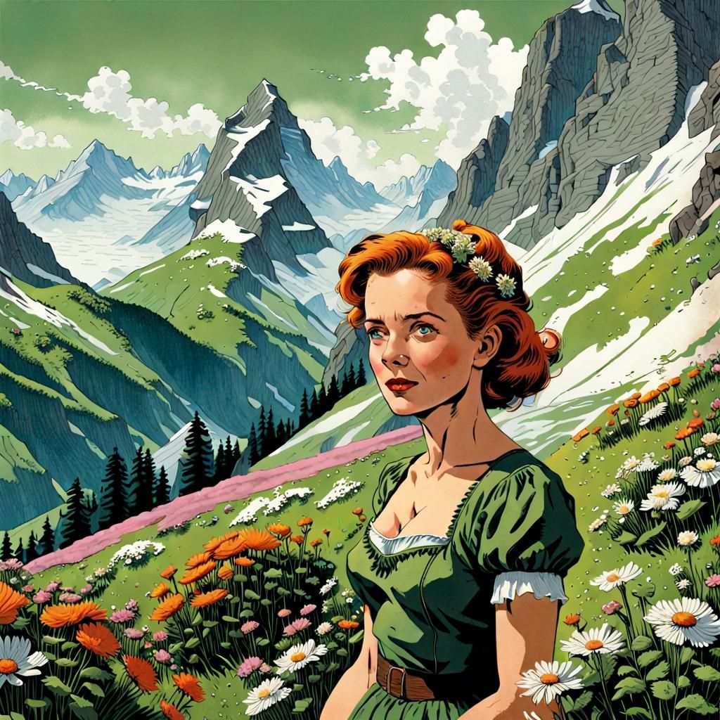 Heidi in the  Swiss Alps