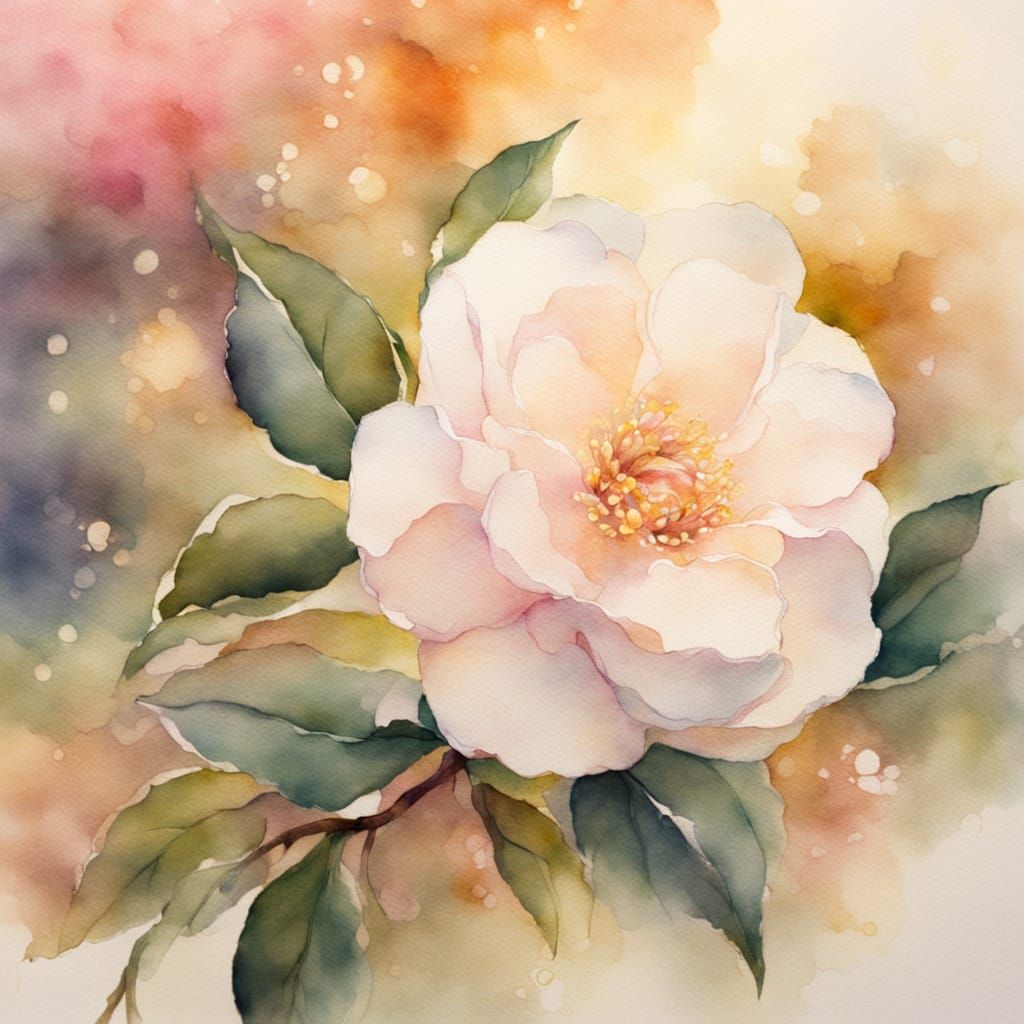 Sad Camelia in Watercolour with Delicate Details