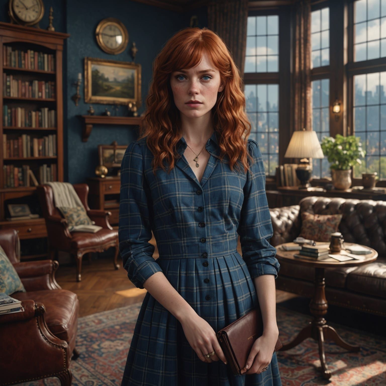 Young Detective Examining Clues, Detailed Matte Painting