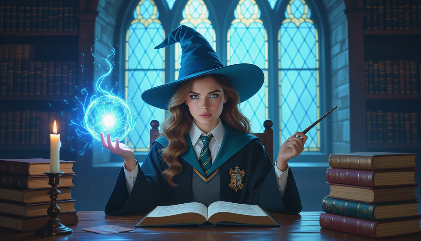 Hermione Granger Prepares a Spell: Hyperrealistic 8K