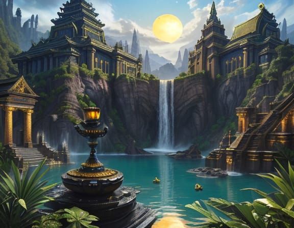 Obsidian Wakandan Temple in Menzobarrenzan as Digital Art