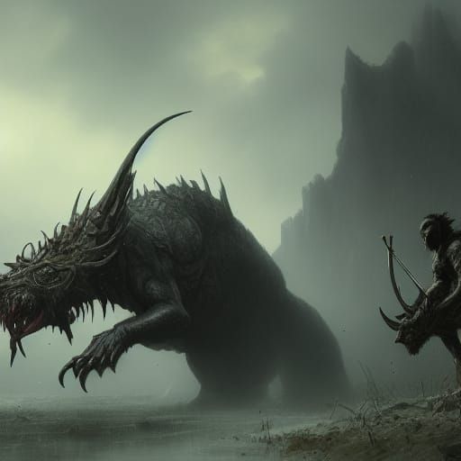 Fearsome Beasts in Dark Fantasy Style