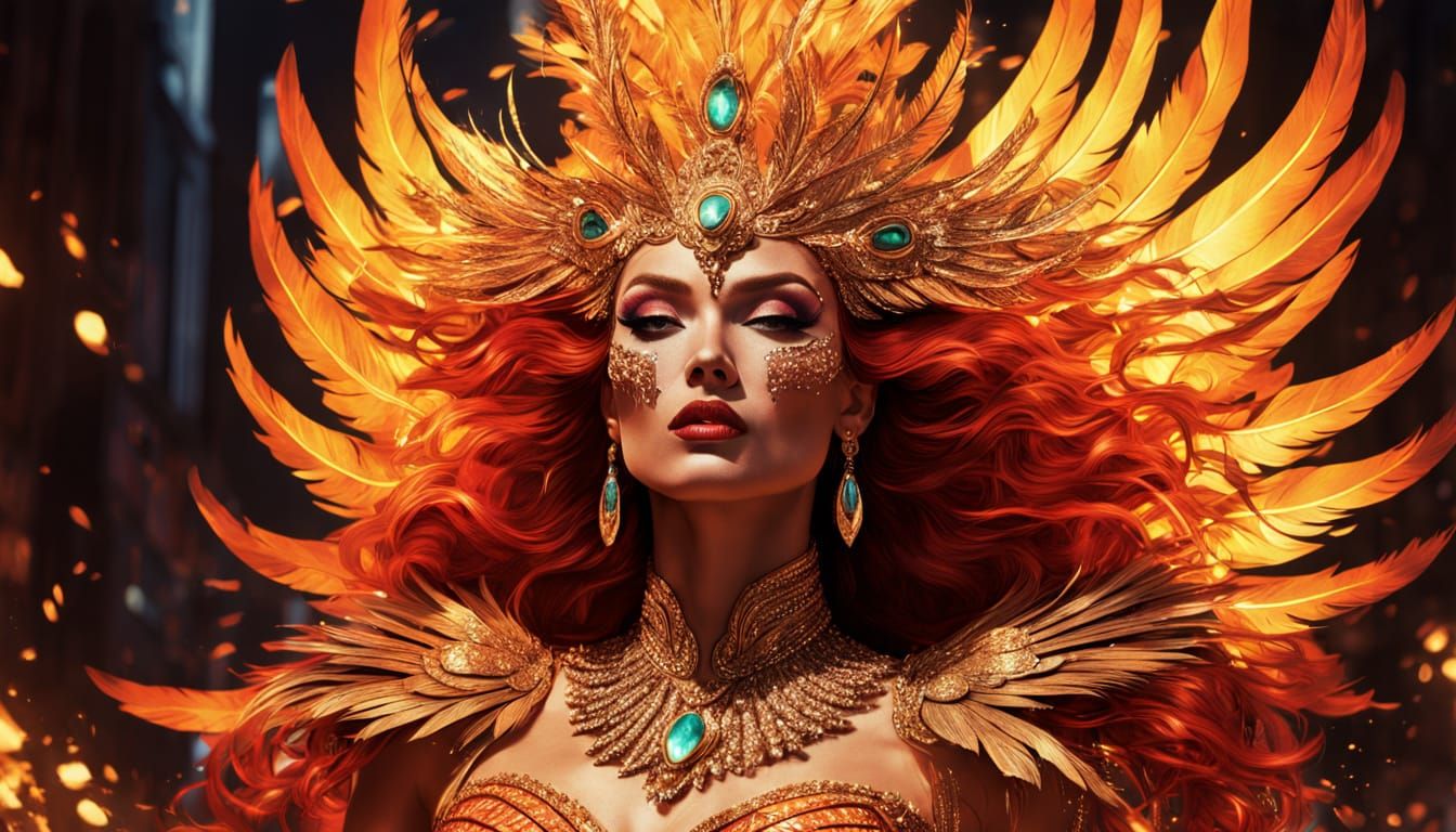 Phoenix Showgirl Comic Book Art