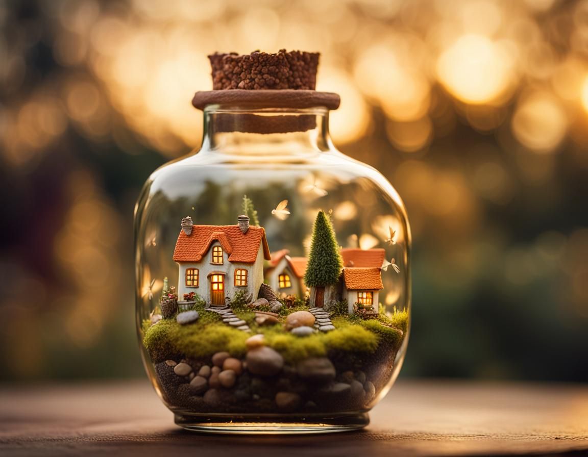 Fairy village in a bottle