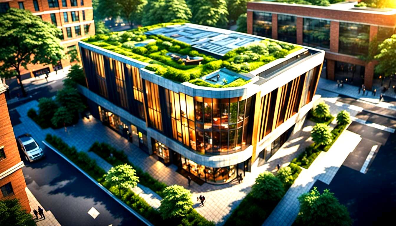 Modern Architecture Building with Greenery, Realistic Photo
