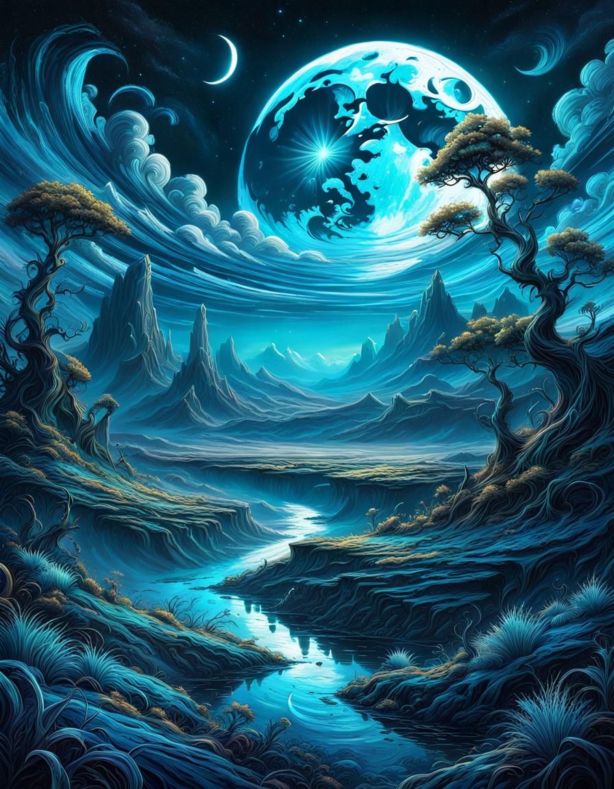 Magic land of the blue crescent moon