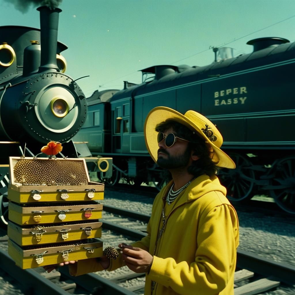 Pimp Beekeeper with Locomotive: Cinematic Film Still